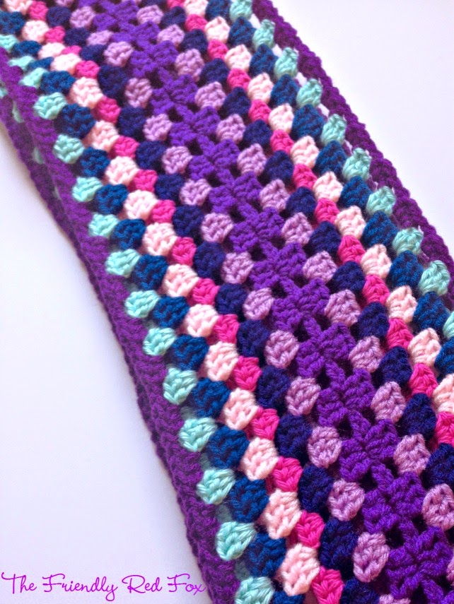 Colorful Granny Square Crochet Scarf