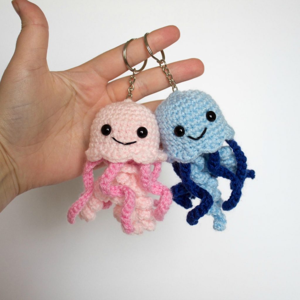 jellyfish keychain pink  and blue