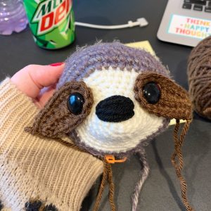 crocheted sloth head
