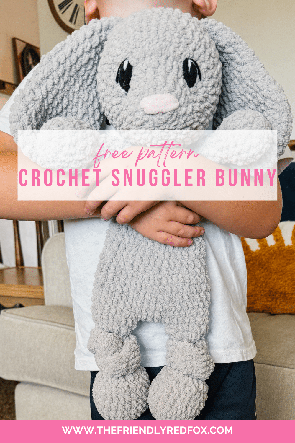 This is a free crochet snuggler pattern of the cuddly classic bunny! Half stuffed animal, half blanket but twice the fun! This crochet rabbit lovey would be a great crocheted nursery gift! Embroidered eyes and blanket yarn make it more baby friendly.