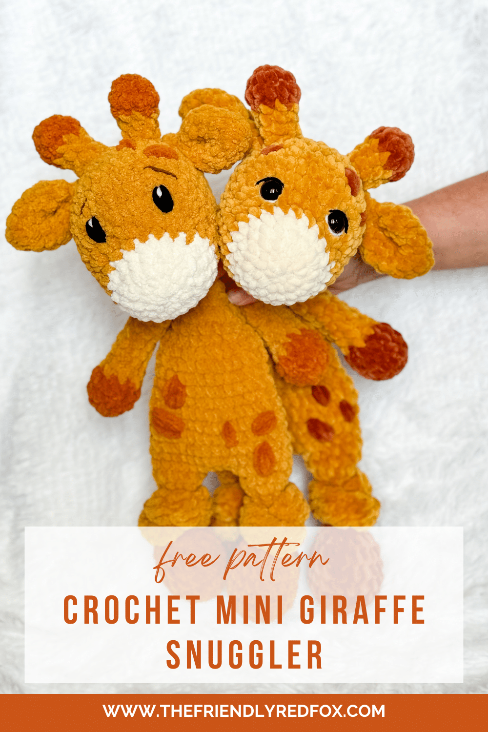 This is a free crochet snuggler pattern of the cuddly classic giraffe! Half stuffed animal, half blanket but twice the fun! This crochet giraffe lovey would be a great crocheted nursery gift! Embroidered eyes and blanket yarn make it more baby friendly.